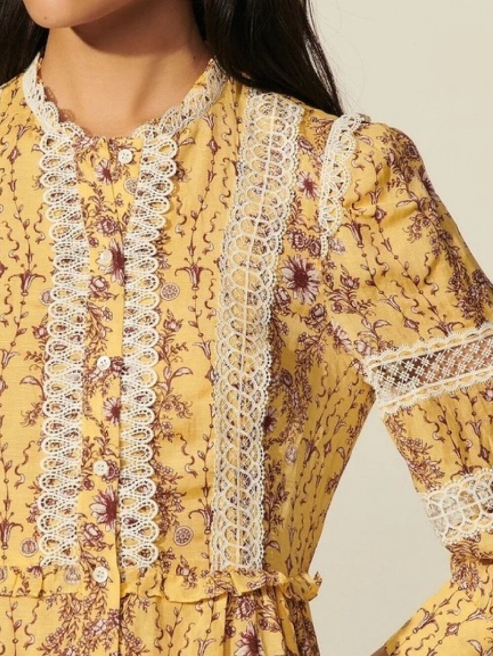 NWOT SANDRO | $580 Angeliqua Lace Detailed Maxi Dress - Picture 9 of 11